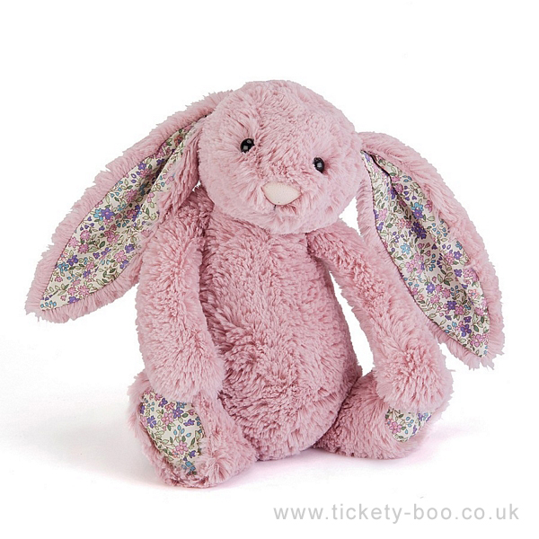 Jellycat 粉色小号兔子，18cm (耳朵小花布图）BLSN6BTP