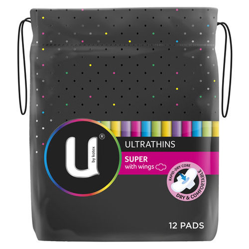 【超市采购】UbyKotex 卫生巾 超强吸收 超薄防侧漏 不含荧光剂 12片装-Ultra Thin- Super With Wings