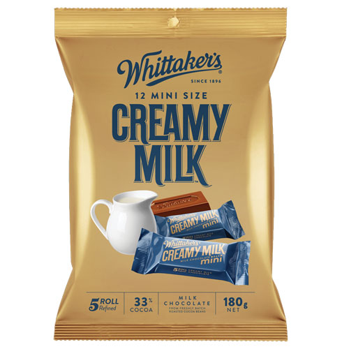 【超市采购】Whittakers纯浓牛奶巧克力12小袋装 180克(疫情期间超市发货较慢，急单不接)